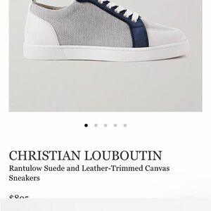 Christian Louboutin Navy and White Canvas Sneakers